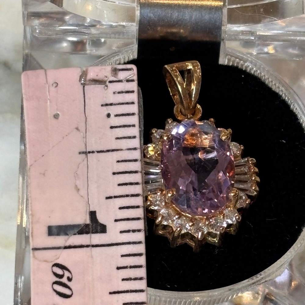 Handmade Amethyst Rose Gold Sterling Silver 925 Sunburst Halo Pendant - Picture 4 of 8